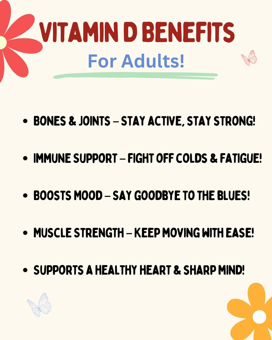 Vitamin D3 Gummies for Adults 5000 IU - Clean Ingredient Plant-Based Formula, Strawberry Flavor, Parent Formulated, Vegan, Dye-Free, Made in USA, 30 Count