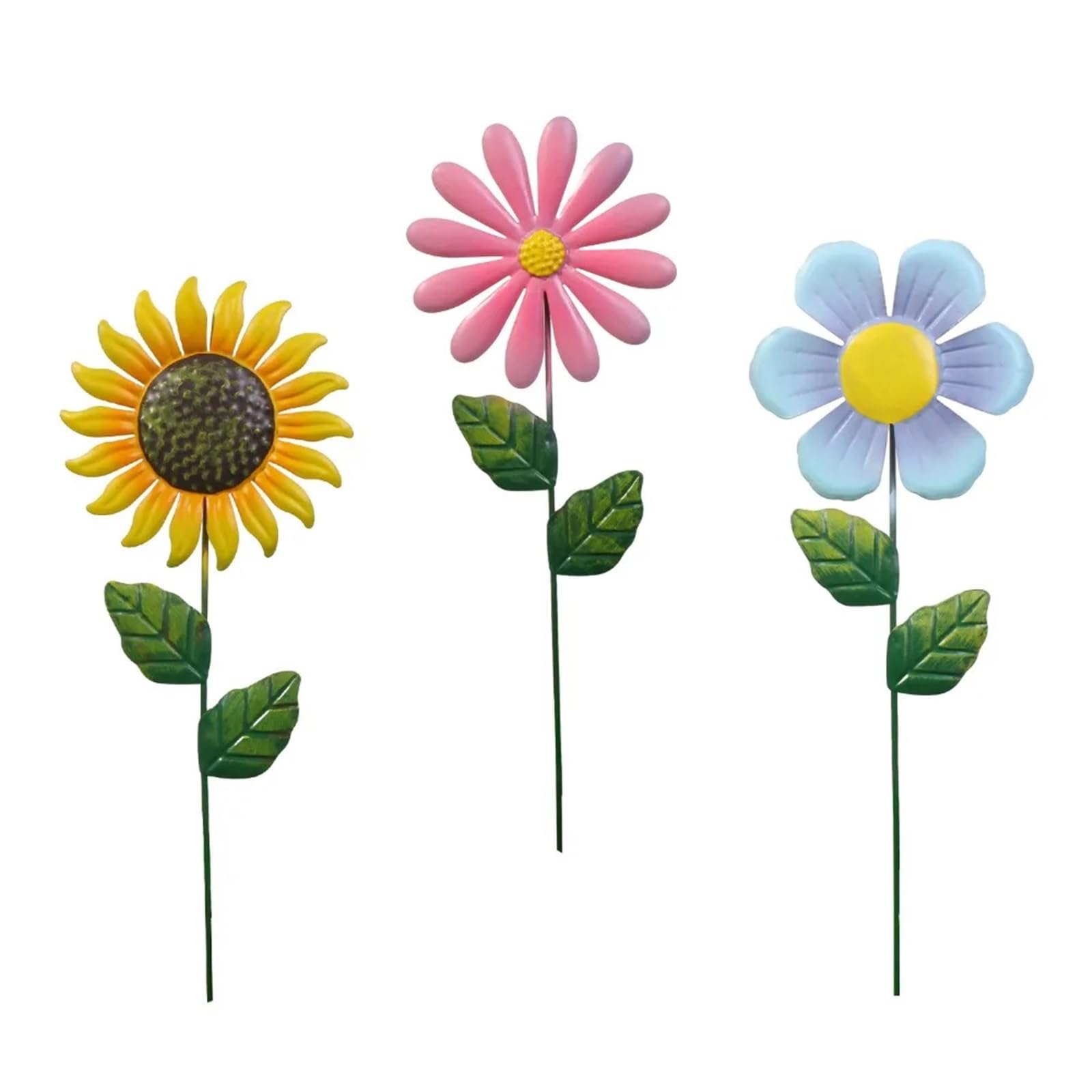 WJLYDM 3Pcs Realistic Iron Art Flower Garden Stake Ornaments Handmade Unique Succulent Plant Card Metal Ornament Lawn