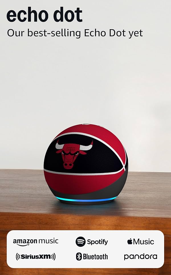 Amazon Echo Dot (modelo más reciente) | Edición limitada oficial de la NBA | Chicago Bulls