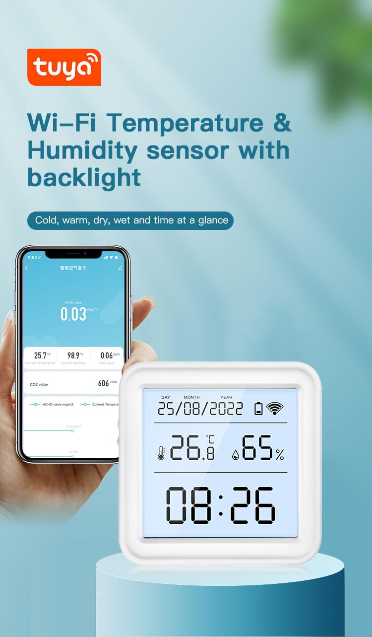 Zigbee inteligentny czujnik temperatury i wilgotności z zewnętrzną sondą, kompatybilny z Alexa, zdalny monitor i powiadomienia, do zamrażarki, akwarium, podświetlany wyświetlacz LCD, wymaga