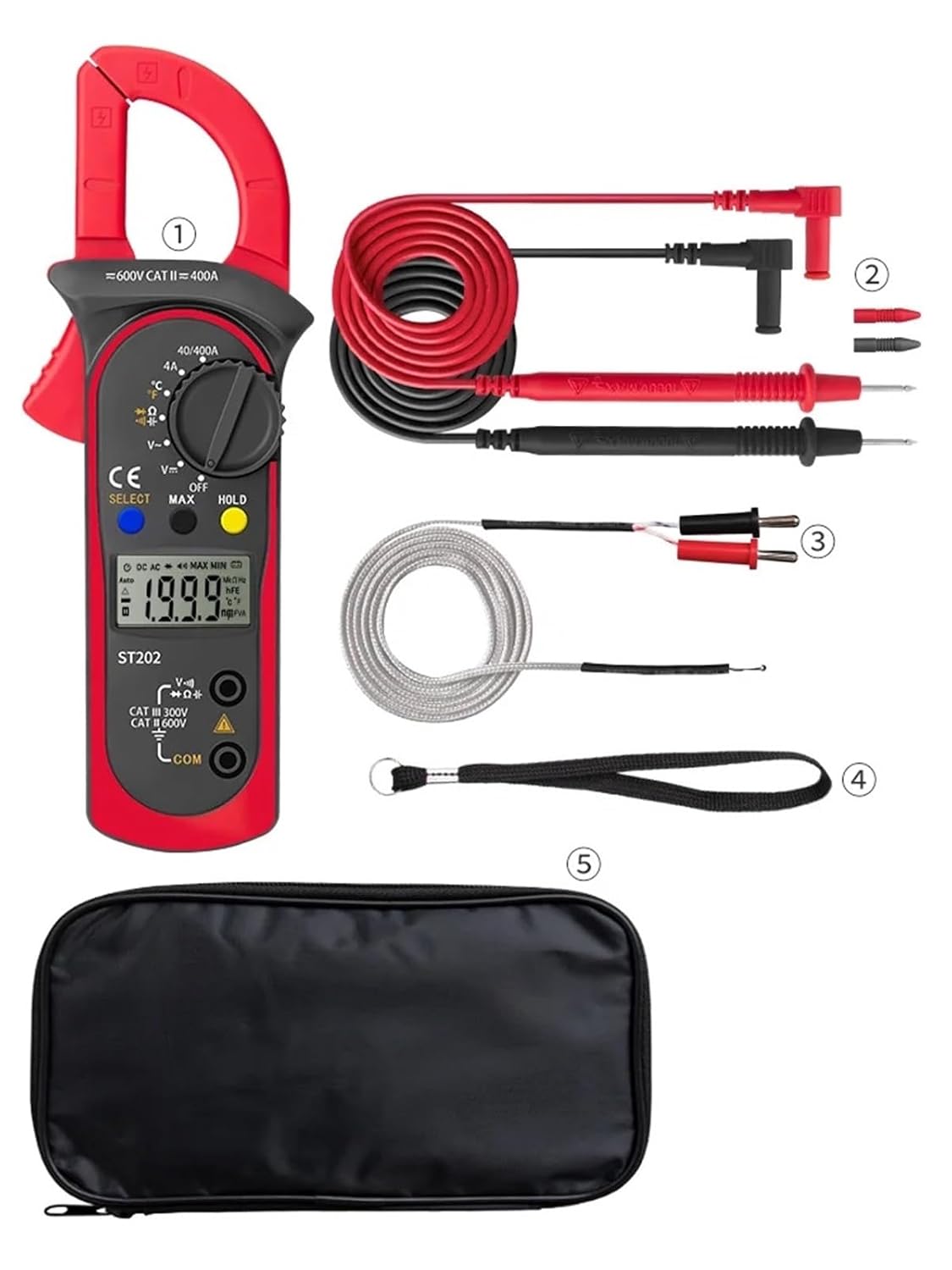 ST202 Lntelligent AC Current and Voltage Multimeter Ammeter Tester Ammeter Professional Electrician clamp Meter Tool