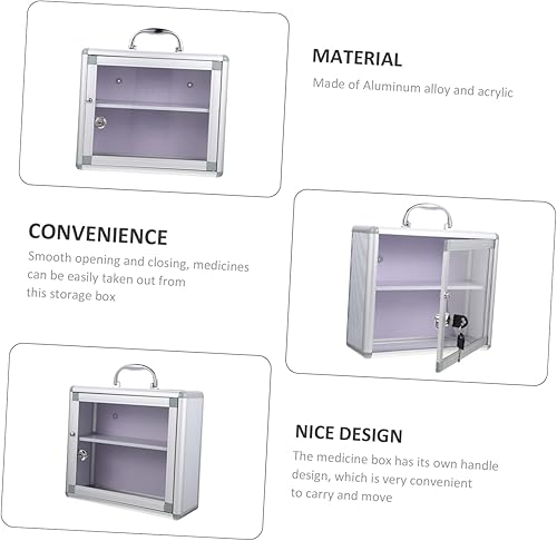Miniatura 7 de Caja de bloqueo de medicamentos para el hogar, caja de medicamentos montada en la pared, segura y resistente, fácil de abrir y cerrar, suministros