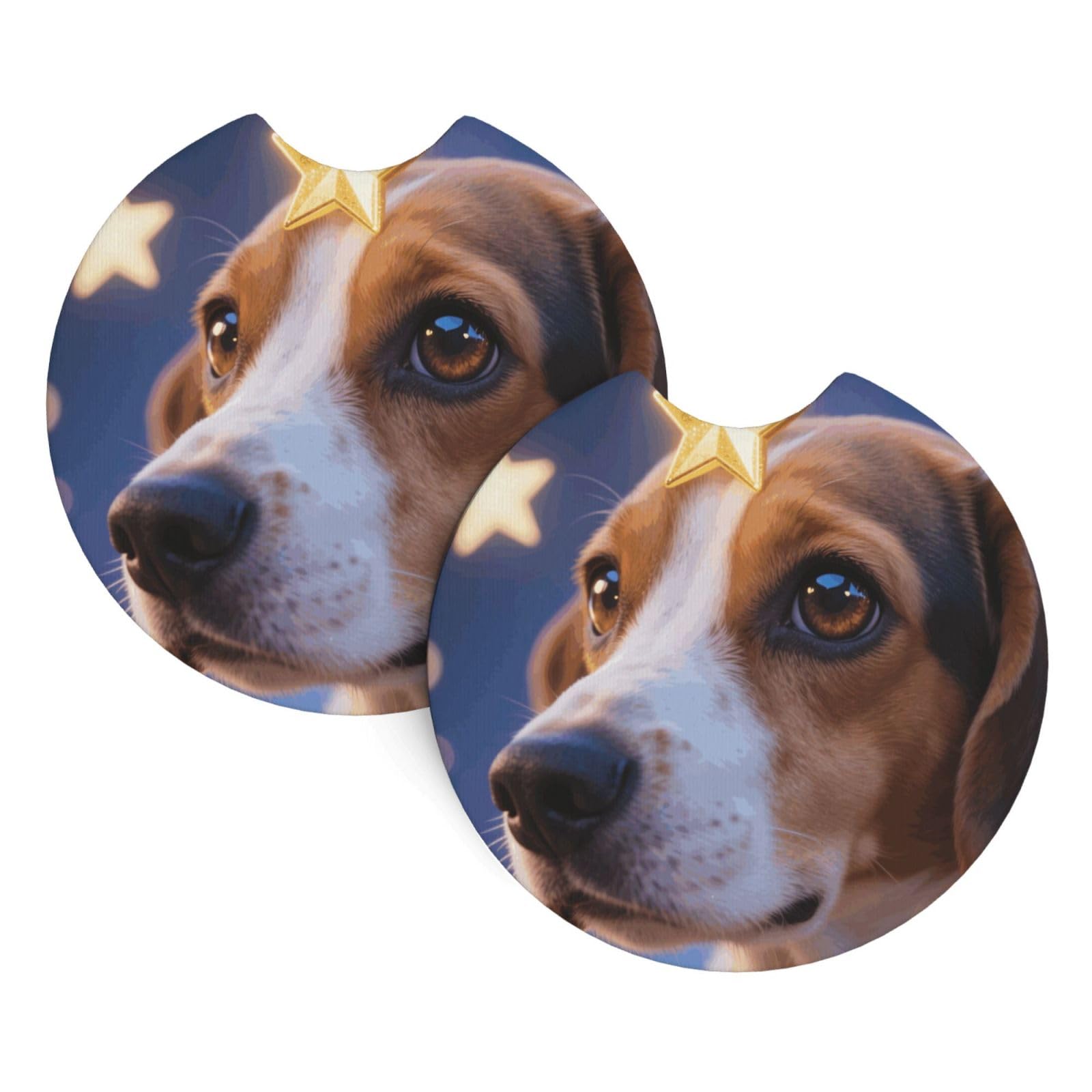 2 Pack Car Coaster for Cup Holders Dog Star Car Cup Coaster 2.7" Neoprene Non-Slip Automotive Cup Mat Universal Auto Car Interior Accessories for Women Men Cup Pad