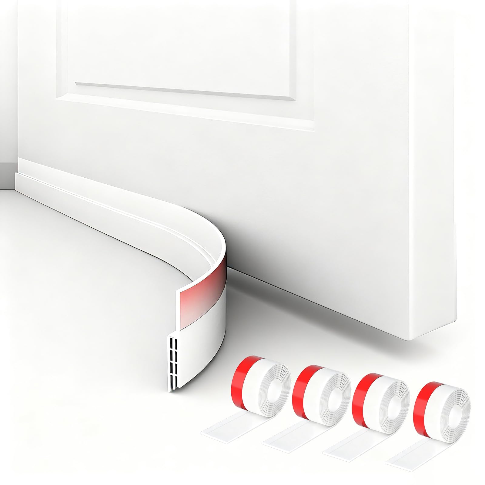 2 Pack Door Draft Stopper for Bottom of Door, 39" Silicone Weather Stripping Door Seal Strip, Self Adhesive Door Sweep Noise and Dust Blocker, Energy Saving Under Door Draft Blocker for Home & Garage