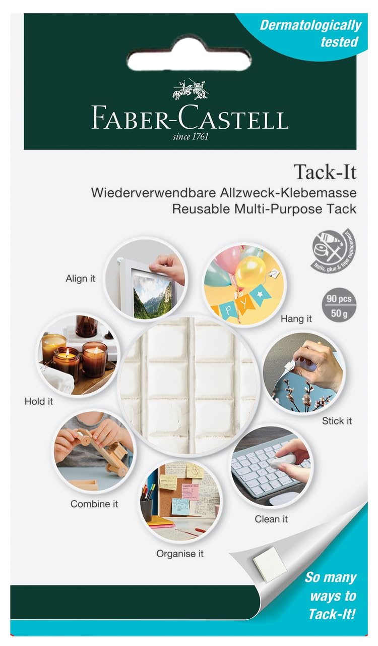 Tack-It Reusable Adhesive – 90 Pcs, 50g White | Multi-Purpose Sticky Tack for Sticking, Holding & Organising