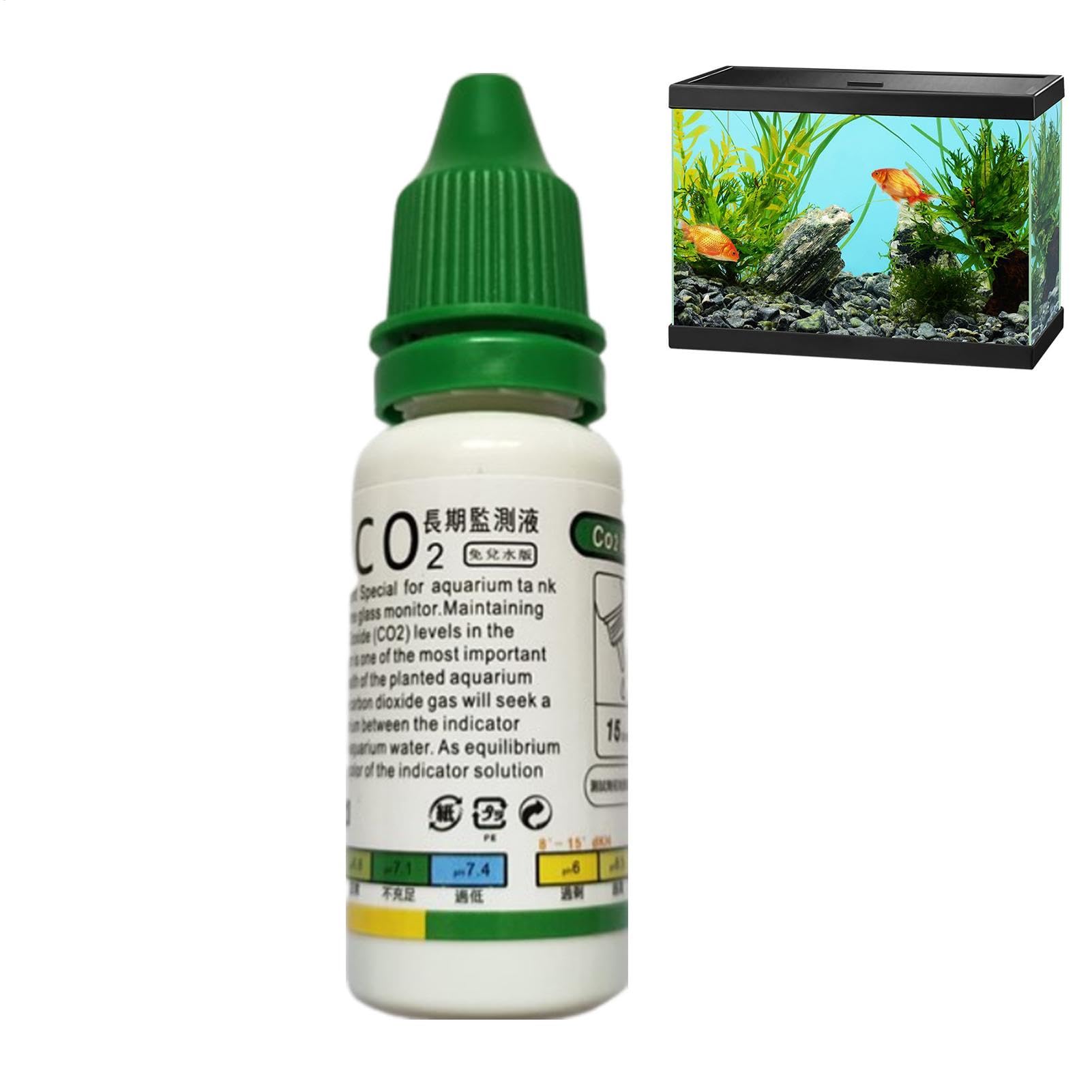 Glass Drop Checker Kit with Premix 4dKH and pH Reagents, 3 Minute Setup, 3 Seconds Read Results Reflect Levels, Aquatic Glass Drop Checker PH Monitor, Aquarium Plants, Fish Tank Test Kit