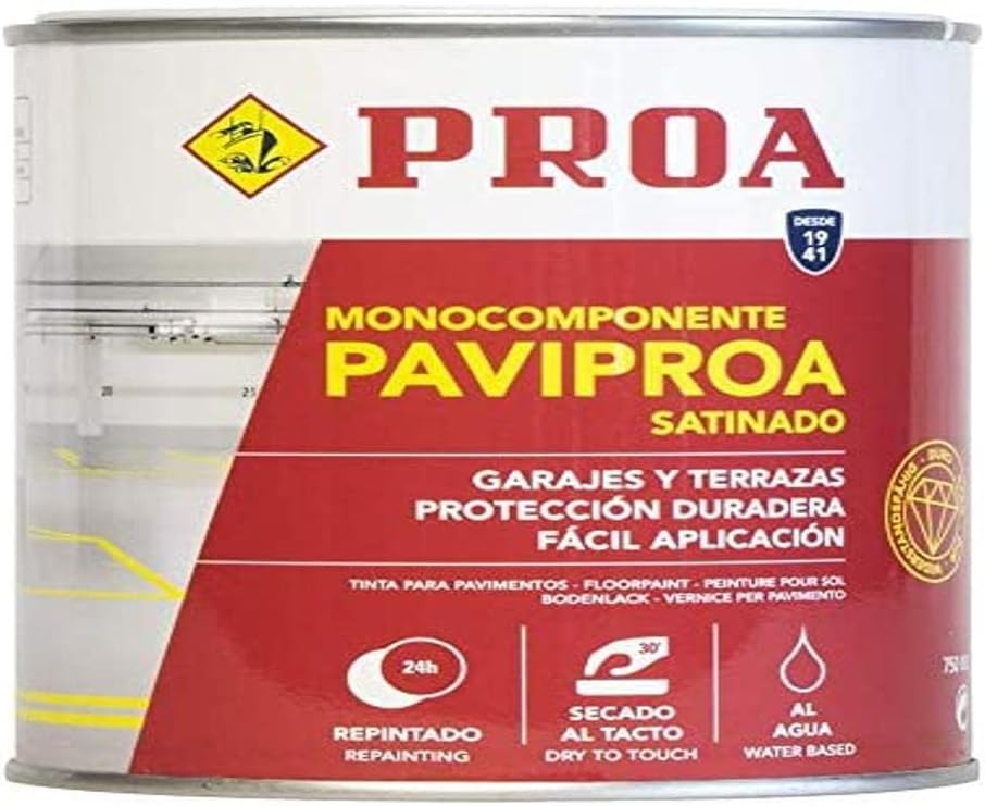 Tinta monocomponente para pisos e garagens à água. branco. 750 ml. Exterior - interior. PAVIPROA.
