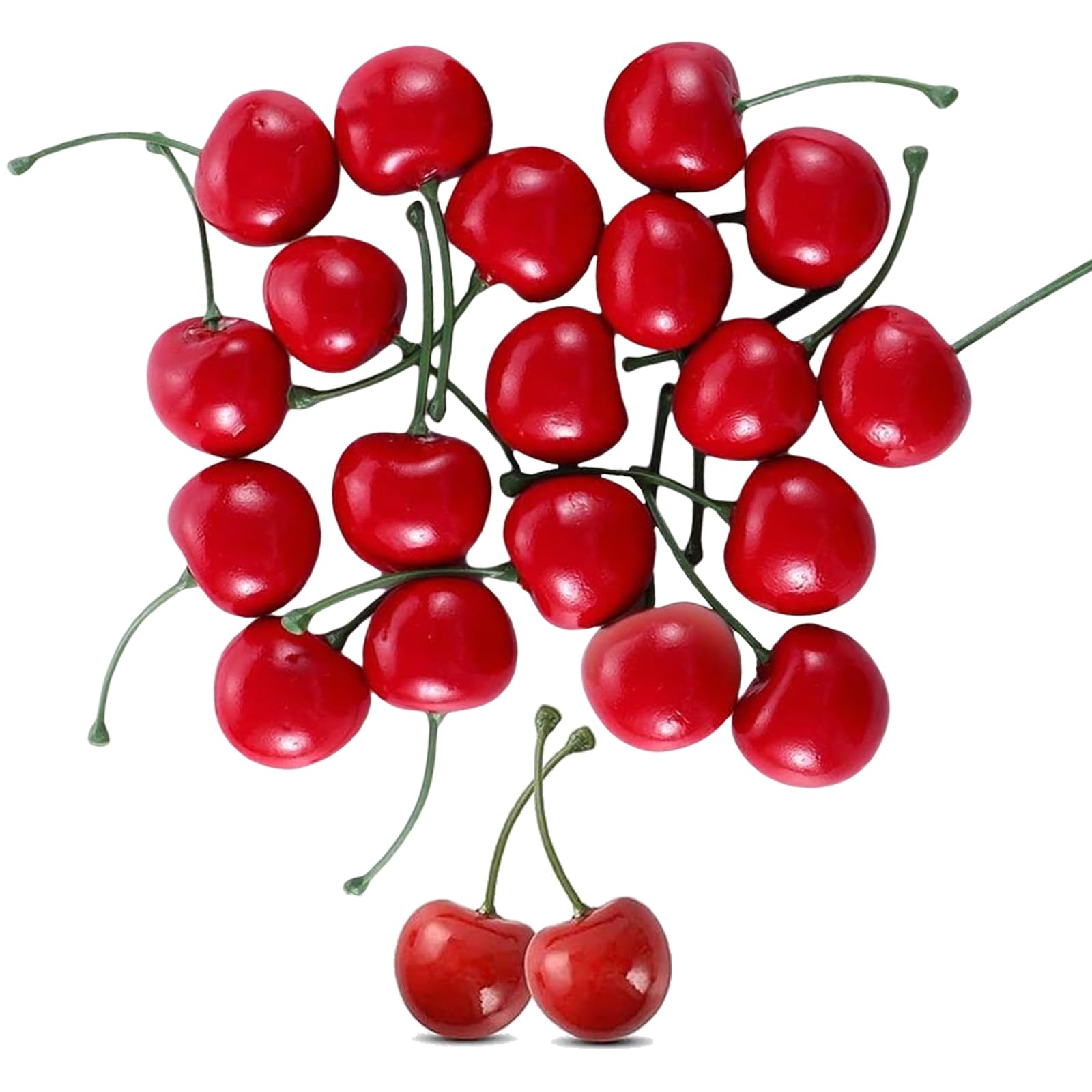 Goiern 20 Stück Künstliche Kirschen - Realistische Obstdekoration Schwarz