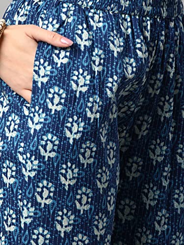 Image of ANNI DESIGNER Women's Cotton Blend Printed Straight Kurta With Pant