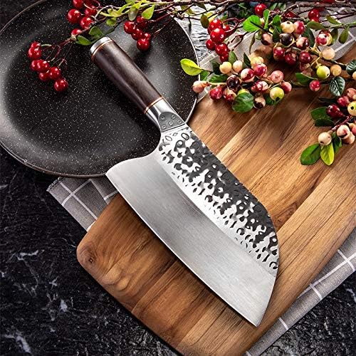 MAYIT Meat Cleaver Knife, 5Cr15 Chef Knife Ebony Handle 8 inch Chinese Kitchen Knives Meat Fish Vegetables Slicing Knives For Kitchen Super Sharp Cleaver, MAYiT5475