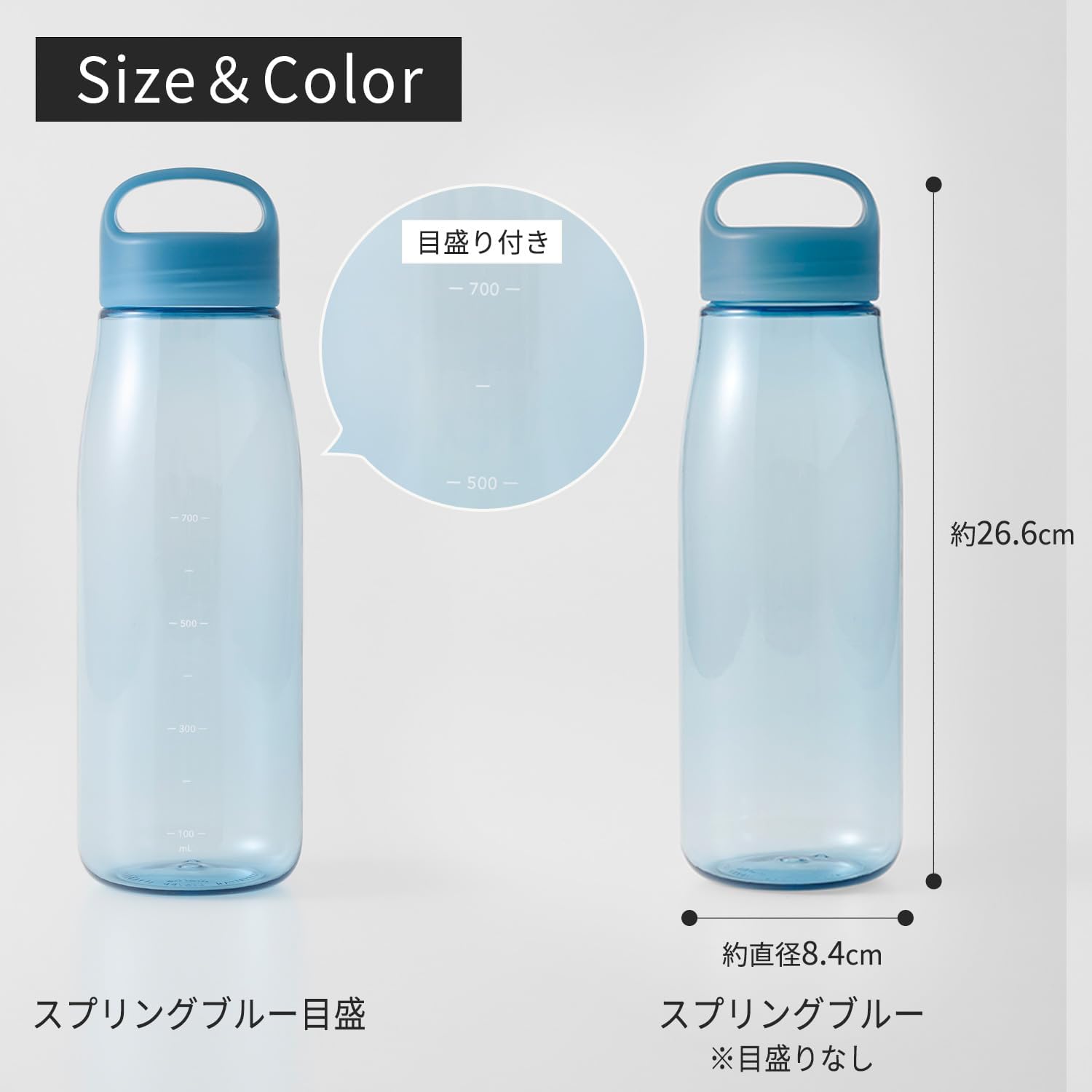 Marna Daily Water Bottle (1L / Graduated/Web Exclusive) Smooth Mouth Feel Like Glass (Lightweight/Dishwasher Safe), Spring Blue R561B