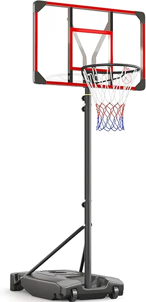 Yohood Kids Basketball Hoop Outdoor 4.82-8.53ft Adjustable, Portable Basketball Hoops & Goals for Kids/Teenagers/Youth in Backyard/Driveway/Indoor, with Enlarged Base and PC Backboard