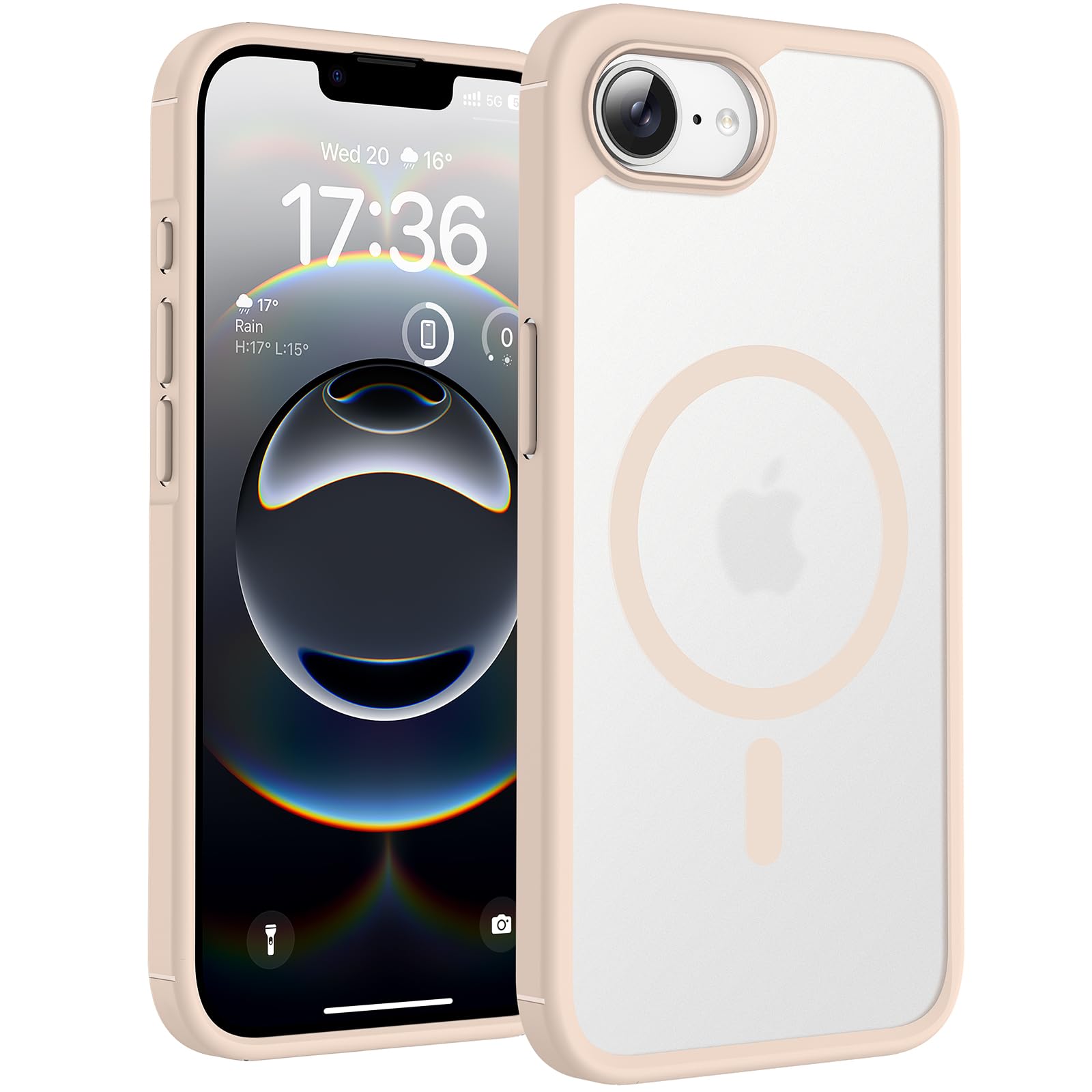 TOCOL Magnetic for iPhone 17e/16e Case, Upgraded Full Camera Protection, Compatible with Magsafe, Drop Protection, Translucent Matte Back Bumper for iPhone 17e/16e 6.1-Inch (Gold)
