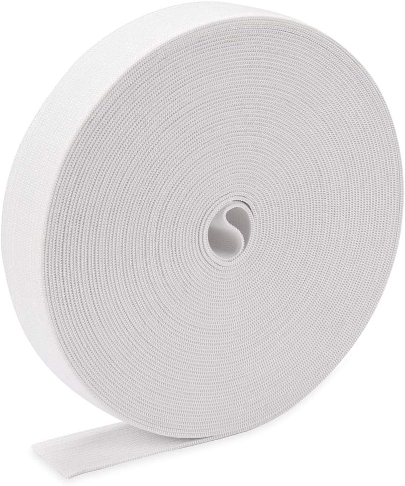 H&S Elastic 10 Meters White Flat Waistband Sewing Elastic Ribbon - Bands Sewing Craft Accessorie - Elastic Waistband - Elastic Sewing - Wide Elastic - Elastic for Pant - Sewing Elastic for Waistbands