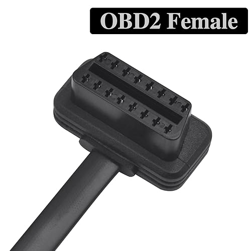 Miniatura 2 de Duttek Cable de extensión OBD2 de ángulo recto, ultra delgado de 16 pines macho a hembra OBD2, cable plano con interruptor de alimentación para