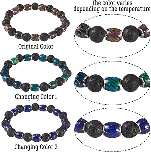 Miniatura 3 de 50 cuentas de cristal que cambian de color, barril de cristal con detección de temperatura, cuentas de joyería para mujeres y hombres, pulseras de