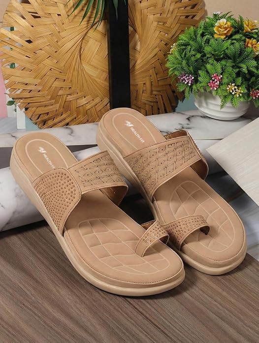 Image of HEALTH FIT EXTRA SOFT Women's Comfortable Memory Foam Doctor Slippers /Flip-Flops|Fashionable Casual & Stylish|Lightweight & Breathable|Outdoor Synthetic Casual Chappals Sandals Ladies & Girls HF24