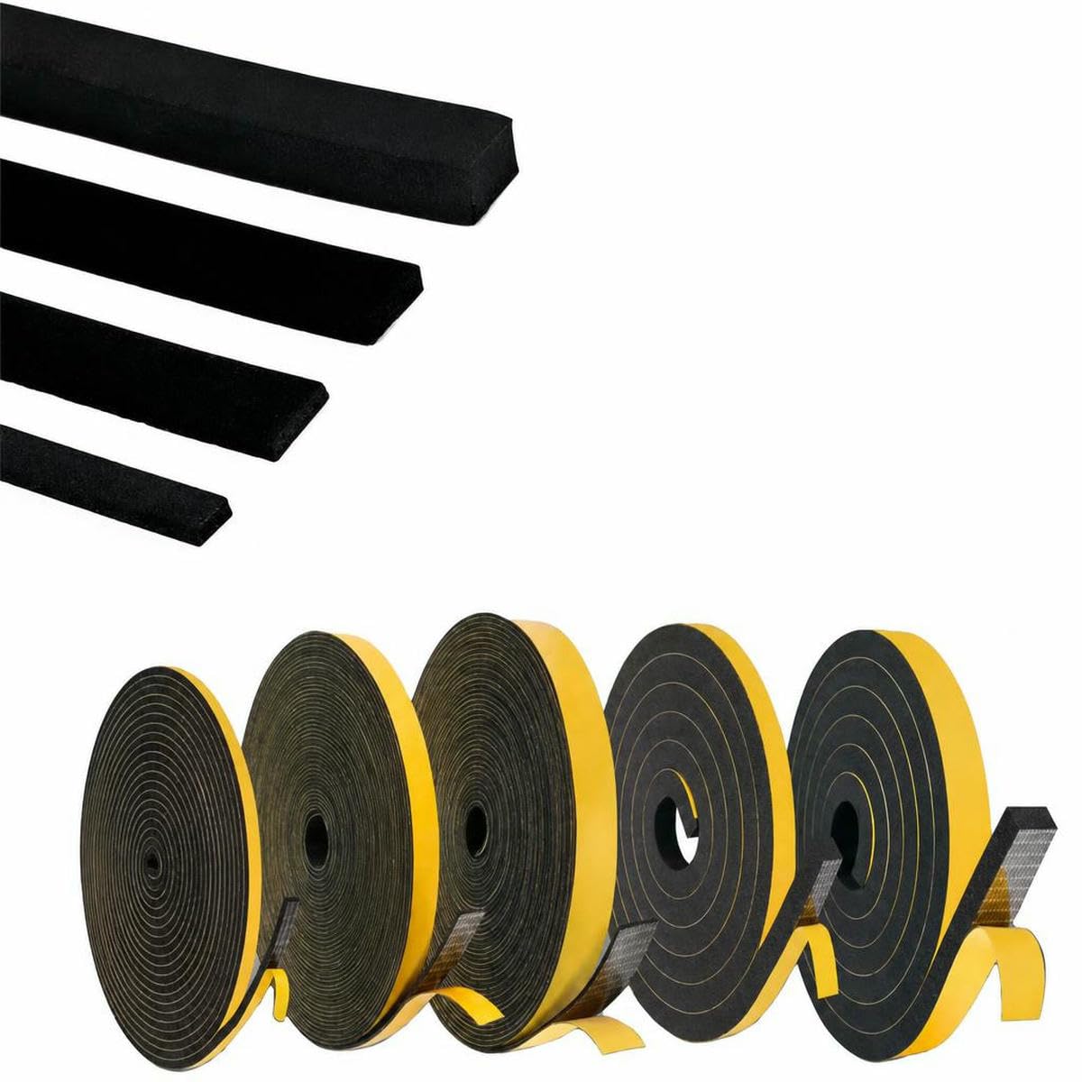 1roll 1-10mm Thick Strong Adhesion Black Sponge Foam Rubber Tape Anti-Collision Seal STRI Width 5-40mmSound Insulation Strip-Thick 1.5mmLength 5m-Width 15mm