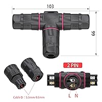 Vista 3 de AOHUA Conector de caja de conexiones en T impermeable IP68 3Way 2pin M20, rango de cable 0.197-0.374 in, instalación en campo, certificación UL