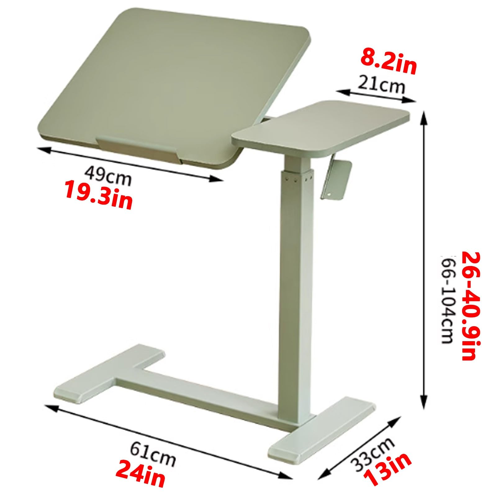 Mesa para cama con ruedas ocultas, escritorio elevador móvil para laptop con panel abatible para dormitorio y sala de estar