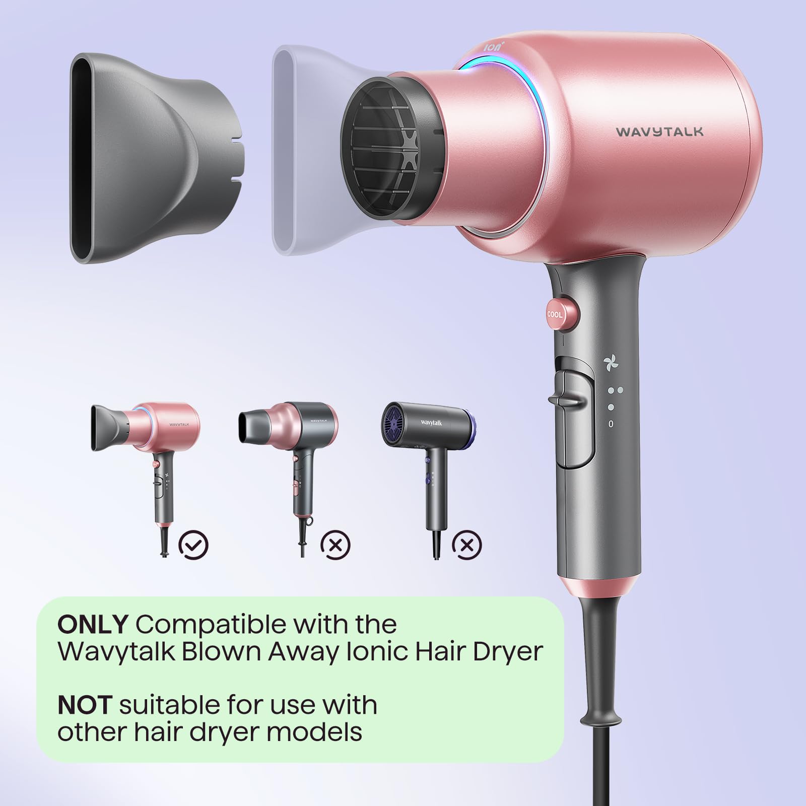 Boquilla concentradora gris, compatible con secador de pelo iónico soplado  (se adapta a 1.953 in de diámetro interior) 3