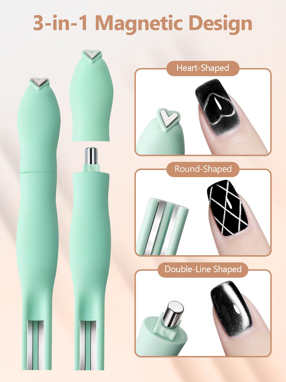 EBANKU 28PCS Cat Eye Magnete Bastone per Unghie Set, Magnetico Stick Magnete per Unghie - Nail Art Tool Uso con Occhio del Gatto UV Gel Polish Polvere o Smalto