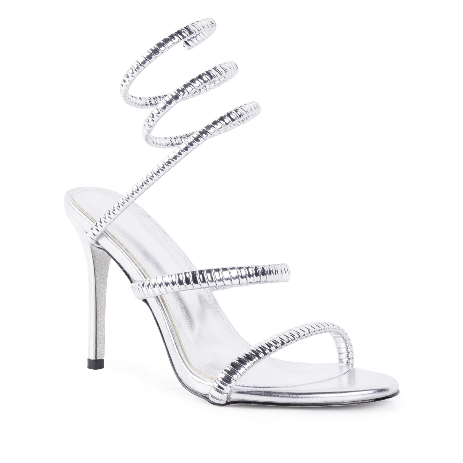 Perixir Gold Sparkly Rhinestone Heeled Sandals, Women's Snake Wrap 2023 Club Stiletto Heels, 3.9" Stiletto Pointed Prom Heels, Open Toe, US Size 6-12