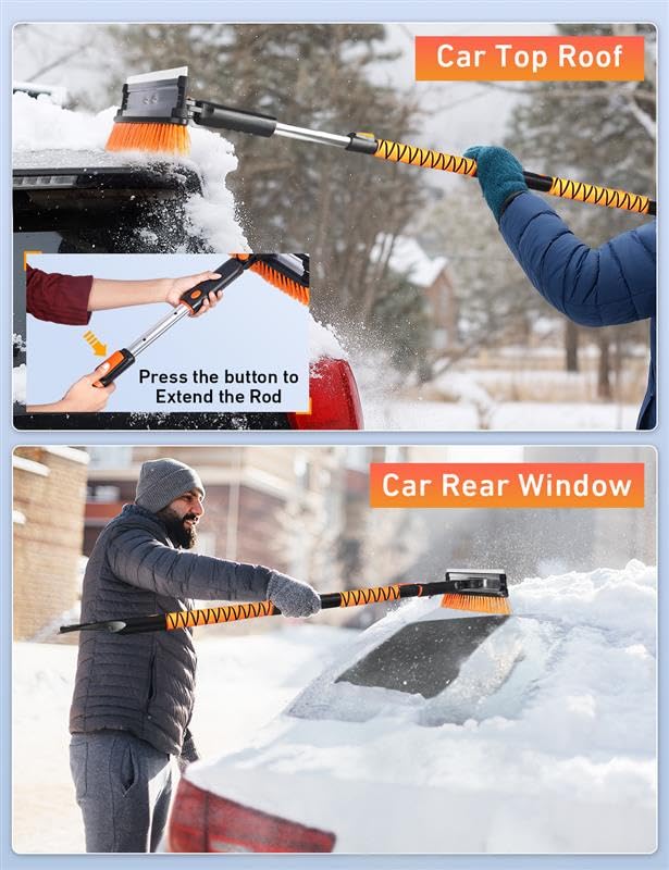 Image of EcoNour 55 inch Telescopic Snow Brush and Ice Scraper for Car Windshield & Windows