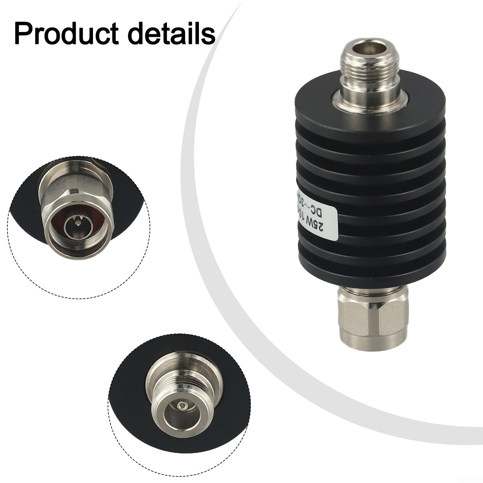 Atténuateur fixe coaxial de qualité professionnelle de type N évalué à un niveau de performance élevé jusqu'à 25 watts de capacité de gestion de puissance (25 W 6 DB)