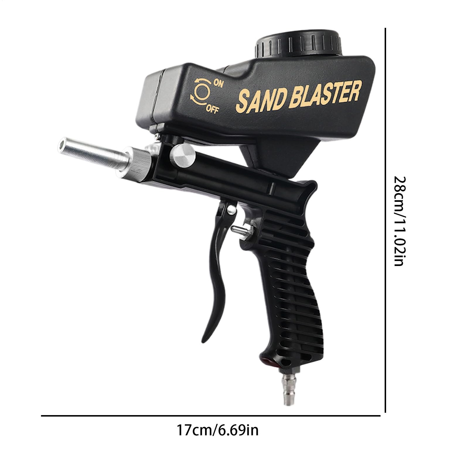Sableuse - Pistolet de sablage avec raccord d'air comprimé - Appareil manuel - Éliminateur de rouille pour restauration - Protection du bois - Réparation automobile - Meubles industriels - Métal