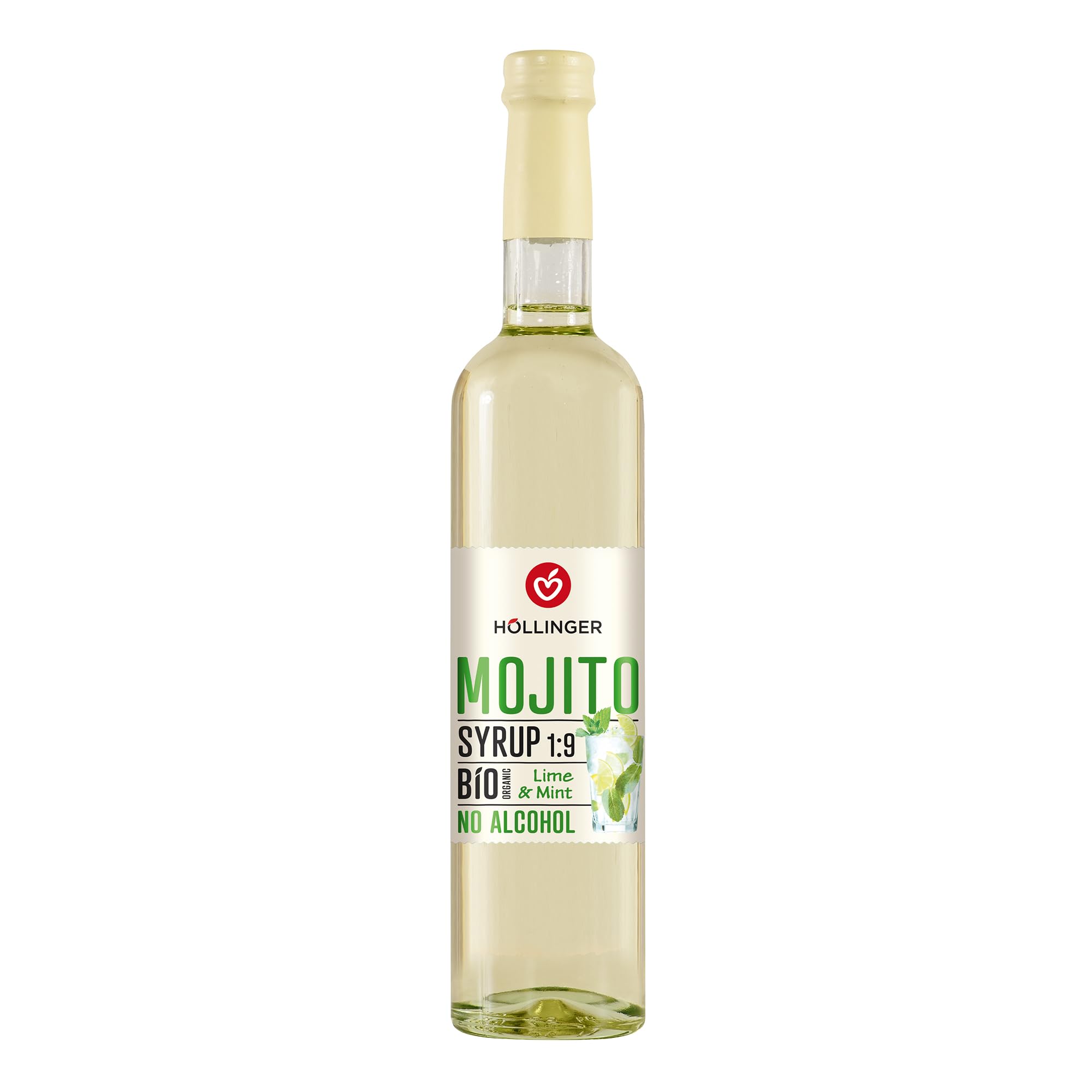 Sciroppo per cocktail biologico Höllinger Mojito - Organic Lime-Mint Syrup, Alcohol-Free, Vegan, 3x500ml Glass Bottle, Caribbean Flavor