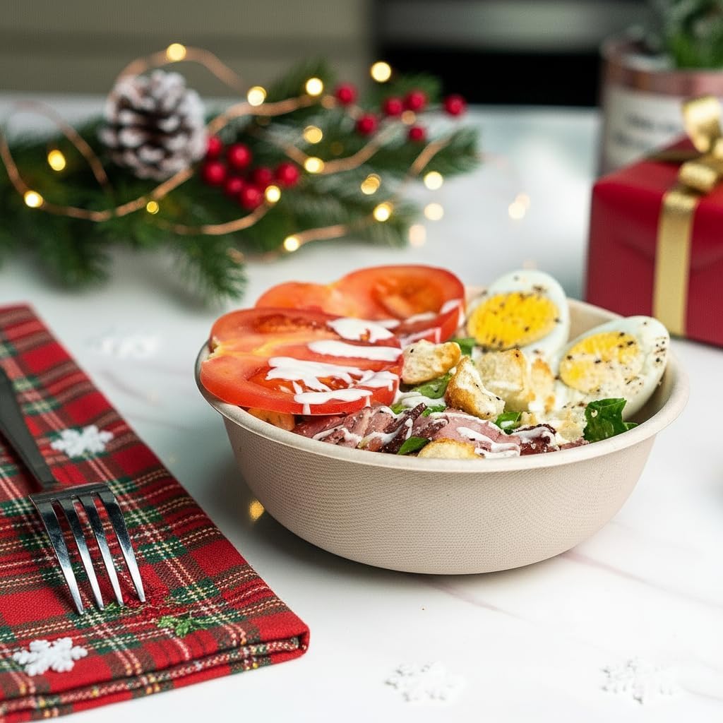 Disposable Paper Bowls, 24 Oz [50 Pack] Large Bowl-100% Compostable, Biodegradable, Eco-friendly - Convenient for Daily Use for Salad, Hot Soup, and Pasta