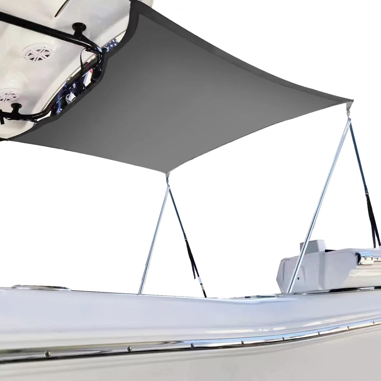 Boat T Top Shade Extension - Polyester Marine Sun Shade with Stainless Steel Hardware, Waterproof Boat Canopy for Center Console, Pontoon & Fishing Boats (A59*B59*C47)