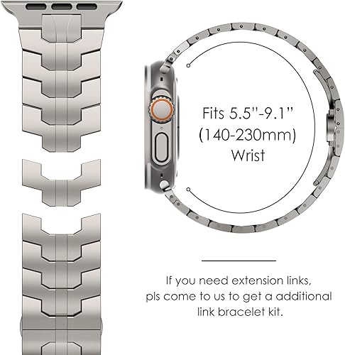 Miniatura 6 de CHANCHY - Correa de acero inoxidable para Apple Watch Ultra de 49454442414038 mm, correa de metal con cierre plegable para Apple Watch Series