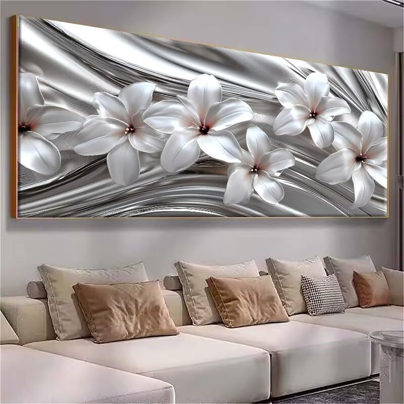 Diamond painting orchidées blanches kit complet 5D DIY 60x30cm E-7