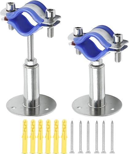 Paquete de 2 abrazaderas de soporte de tubo de montaje en pared de 1 pulgada, colgador de anillo dividido de acero inoxidable ajustable, soporte de