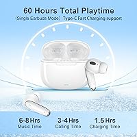 Vista 3 de Wireless Earbuds Bluetooth Headphones 60Hrs Playtime Ear Buds Noise Cancelling Headset Deep Bass in-Ear Earphones with Mic for iPhone Android White