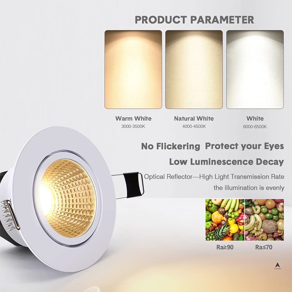 Chillers Foco Empotrable LED Giratorio Incluye 4 Fuentes de Luz Focos Empotrables Plafón Empotrable en Níquel Plafón Empotrable (Color : Warm White, Size : Chrome 9W Dimmable)