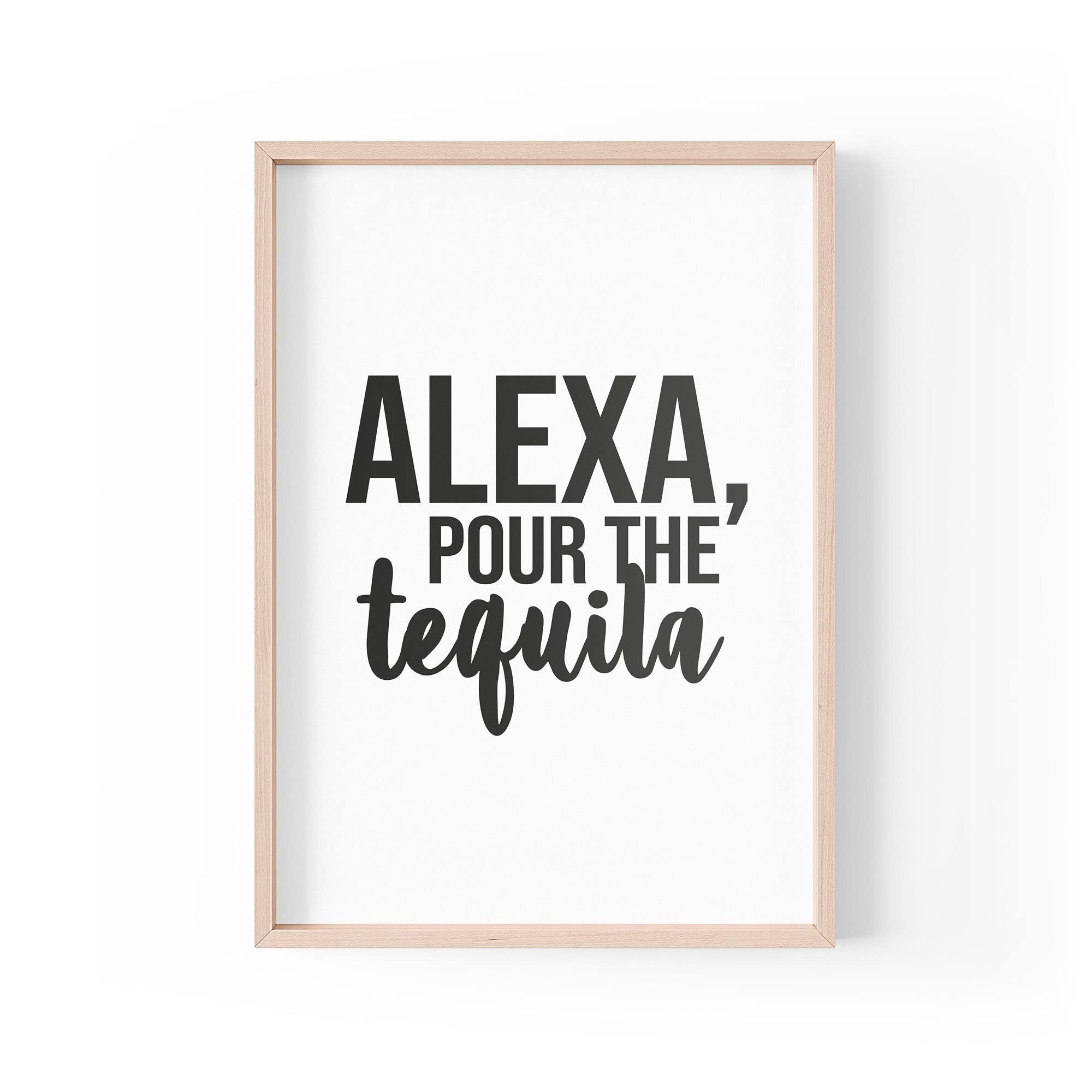 Tongue in Peach Funny Quote Print | Home Prints | Alexa Pour The Tequila | Wall Art Aesthetic Home Bar Kitchen | A4 A3 A5 *FRAME NOT INCLUDED* - PBH68