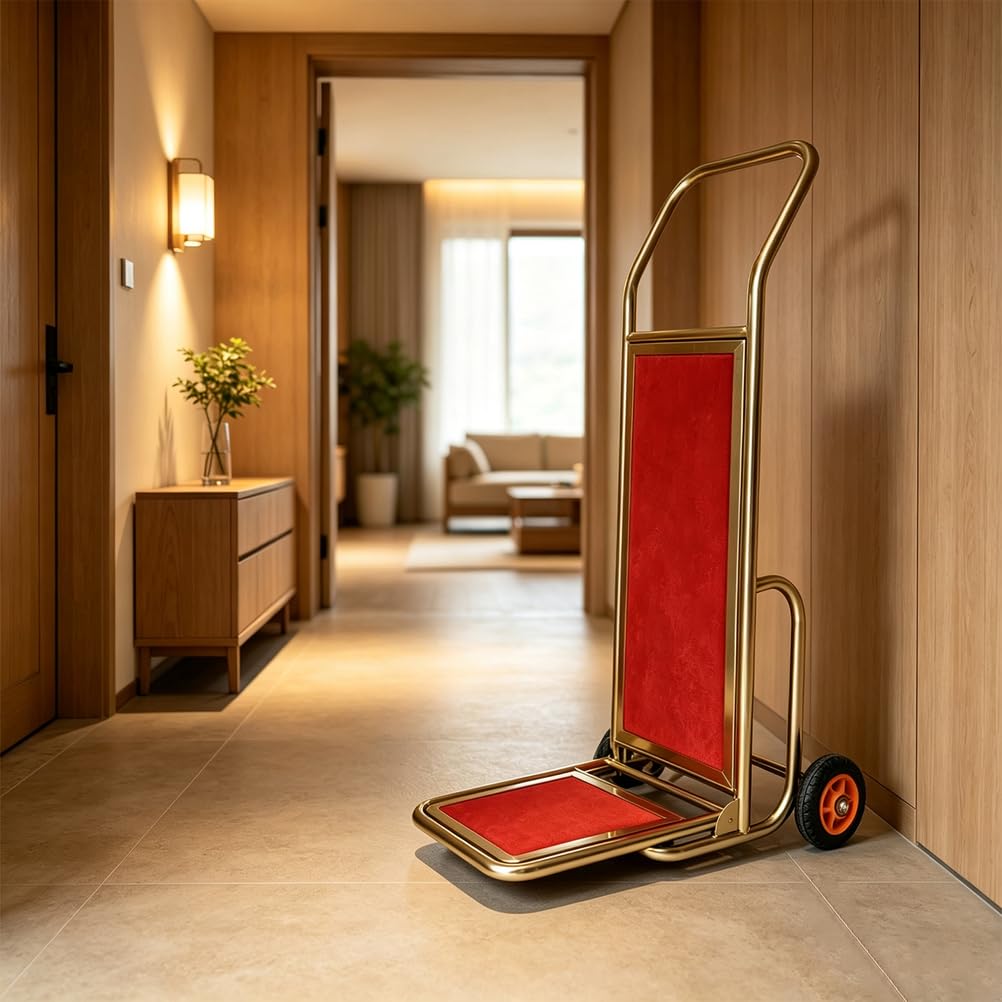 Carrello portabagagli dell'hotel Carrello del facchino | Telaio in acciaio inossidabile, con ruote silenziose da 6 pollici, per hotel, resort e uso commerciale