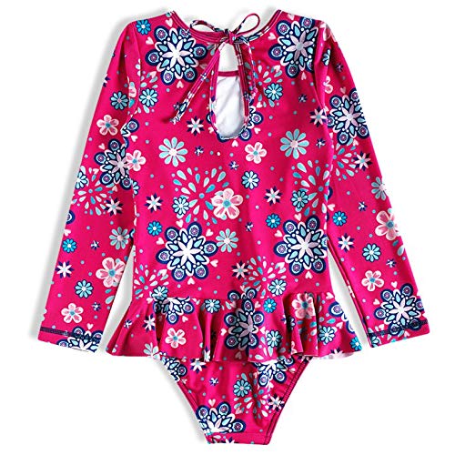 Body Praia Manga Longa Floral, Tip Top, Kids Menina, Rosa, 6
