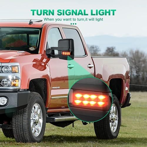 Miniatura 6 de AUTOMUTO Espejos de remolque, retrovisores de remolque, con calefacción, luz direccional, ancho de luz, ajuste para 2014-2017 para Chevy Silverado