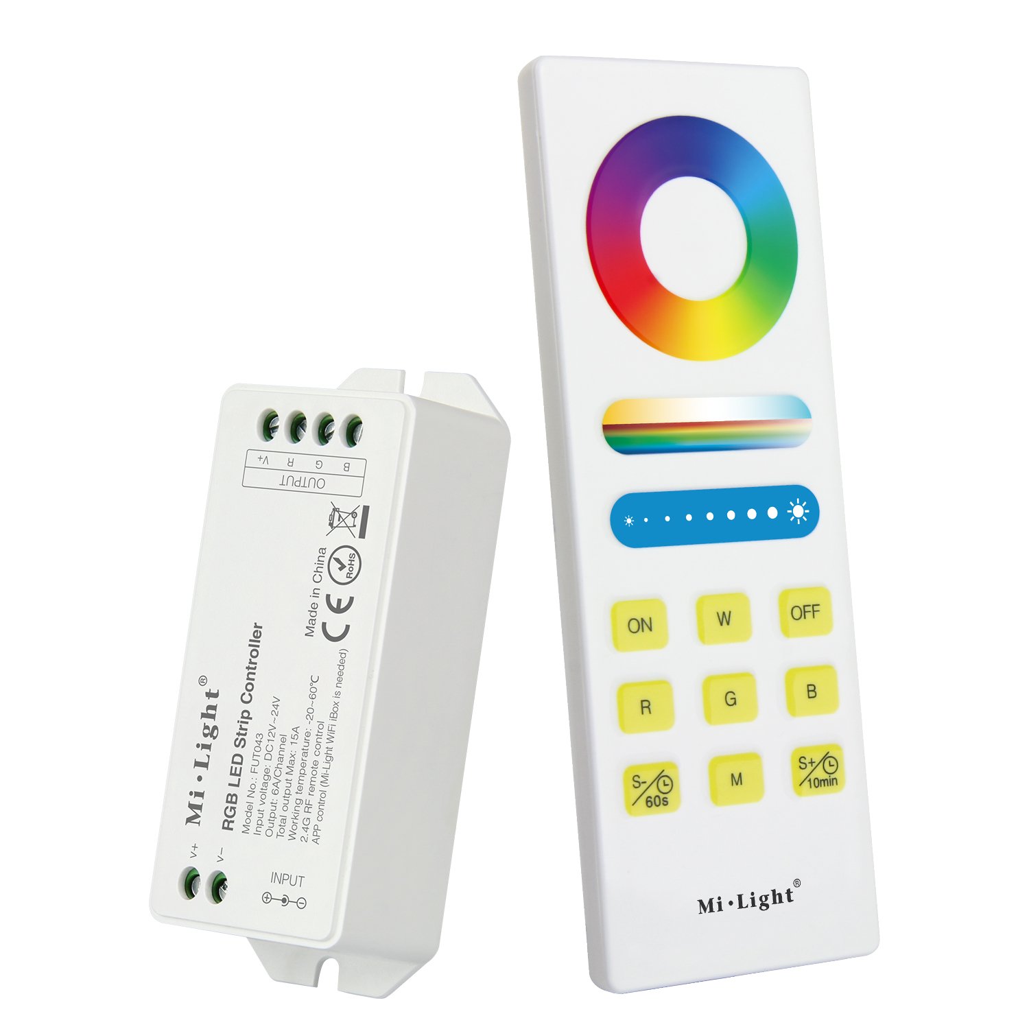LIGHTEU, sistema di controllo LED RGB intelligente per strip light RGB, DC 12V 24V Max. Controller 15A con funzione di temporizzazione wireless 2.4G remota, Milight originale, fut043A