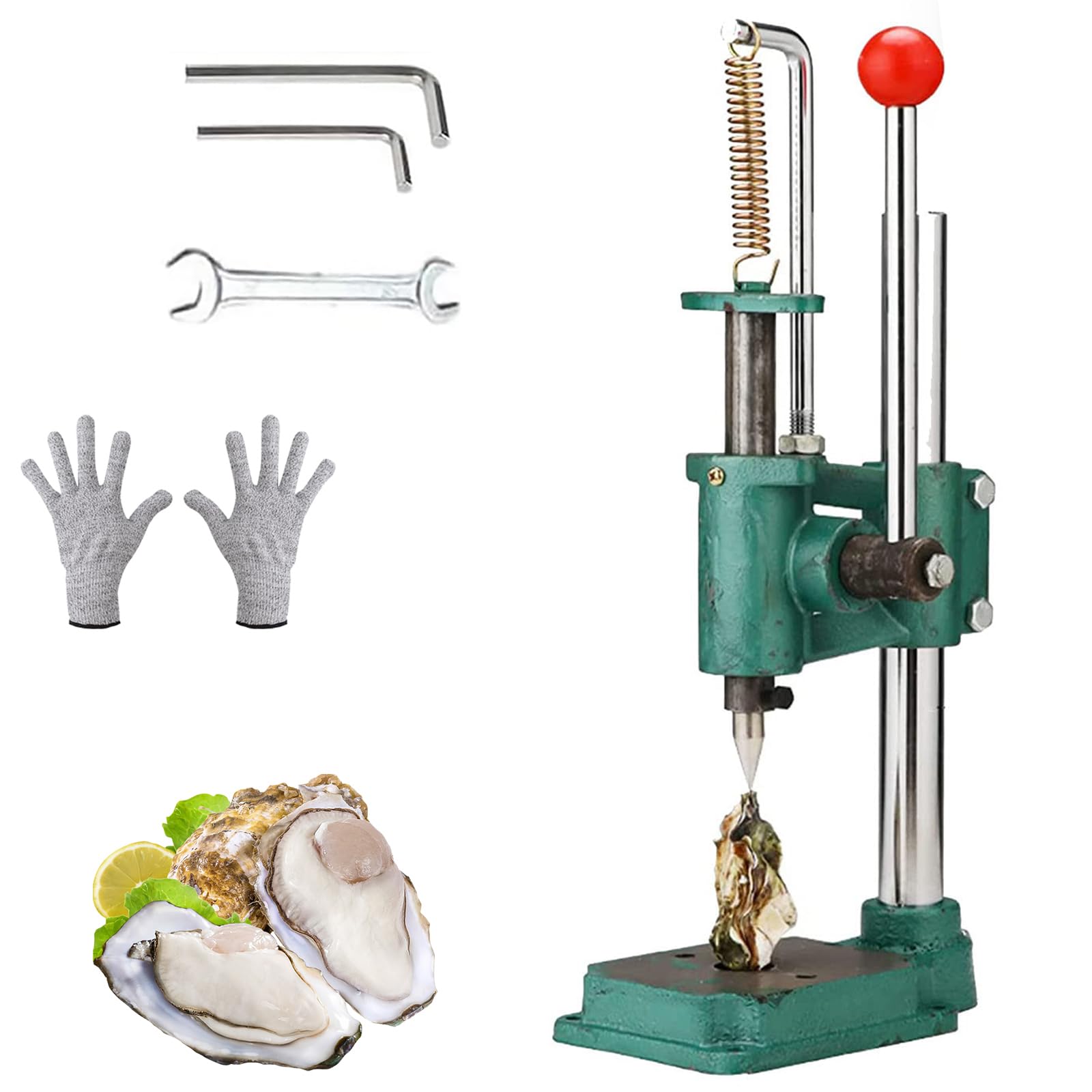 Juego de herramientas para batir ostras, abridor de mariscos de acero inoxidable con altura ajustable para apertura de almejas y vieiras en la cocina del hogar