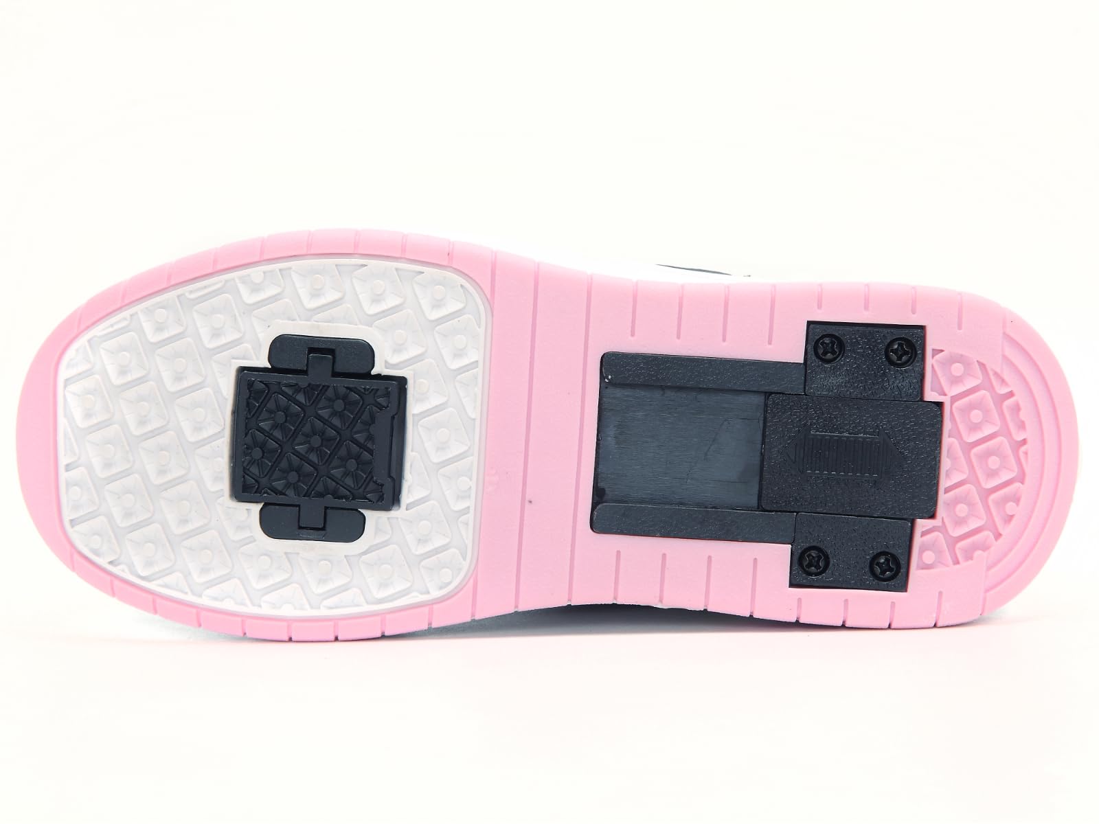 Ragazzi Ragazze Scarpe da Skateboard con 2 Ruote Automatiche, Pattini a rotelle per Bambini con Doppie Ruote, Scarpe da Fitness per Esterno Sneakers, Nero-Rosa, Nero-Bianco, 31-39 EU