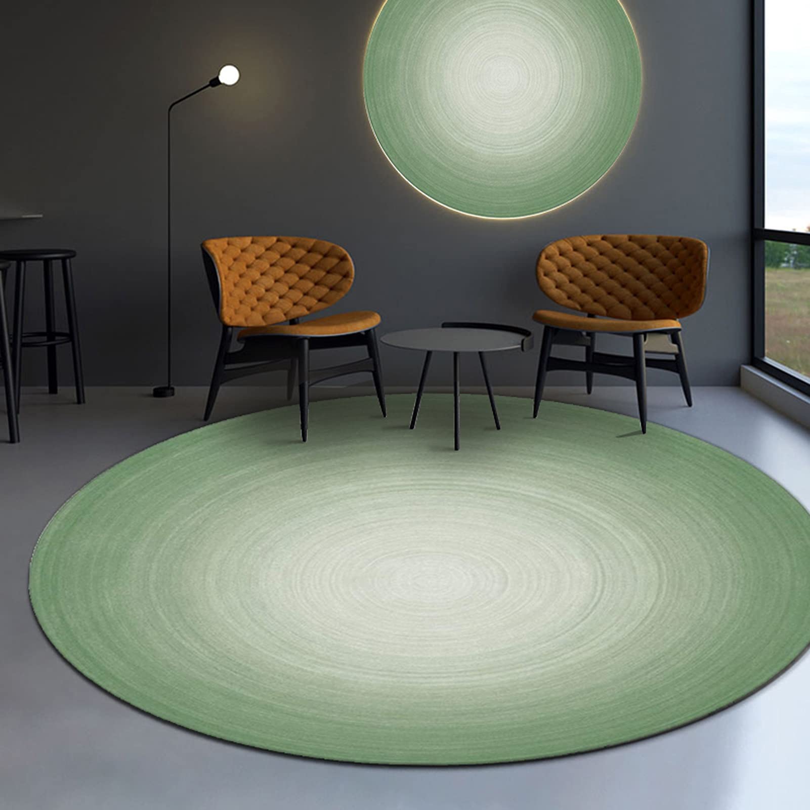 XFSHKJS Simplicity Green Round Area Rugs 80cm 100cm 120cm 140cm 160cm 180cm 200cm Living Room Dining Room Study Room Carpet Sofa Floor Decor Mat (Size : Diameter 200cm/6.5ft)