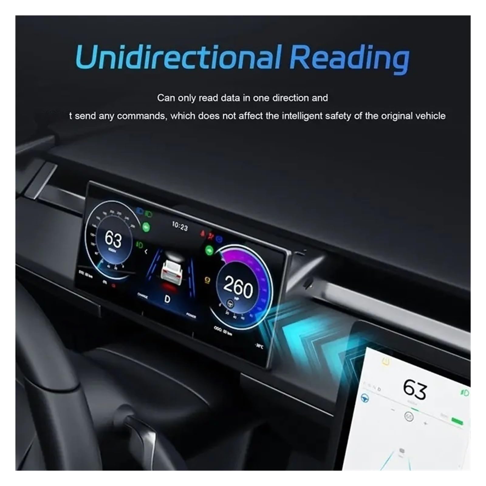 AEA6-Head-Up-Display kompatibel mit Tesla Model 3/Y, 9-Zoll-Bildschirm HUD Android Auto Car Board Instrumentenzubehör