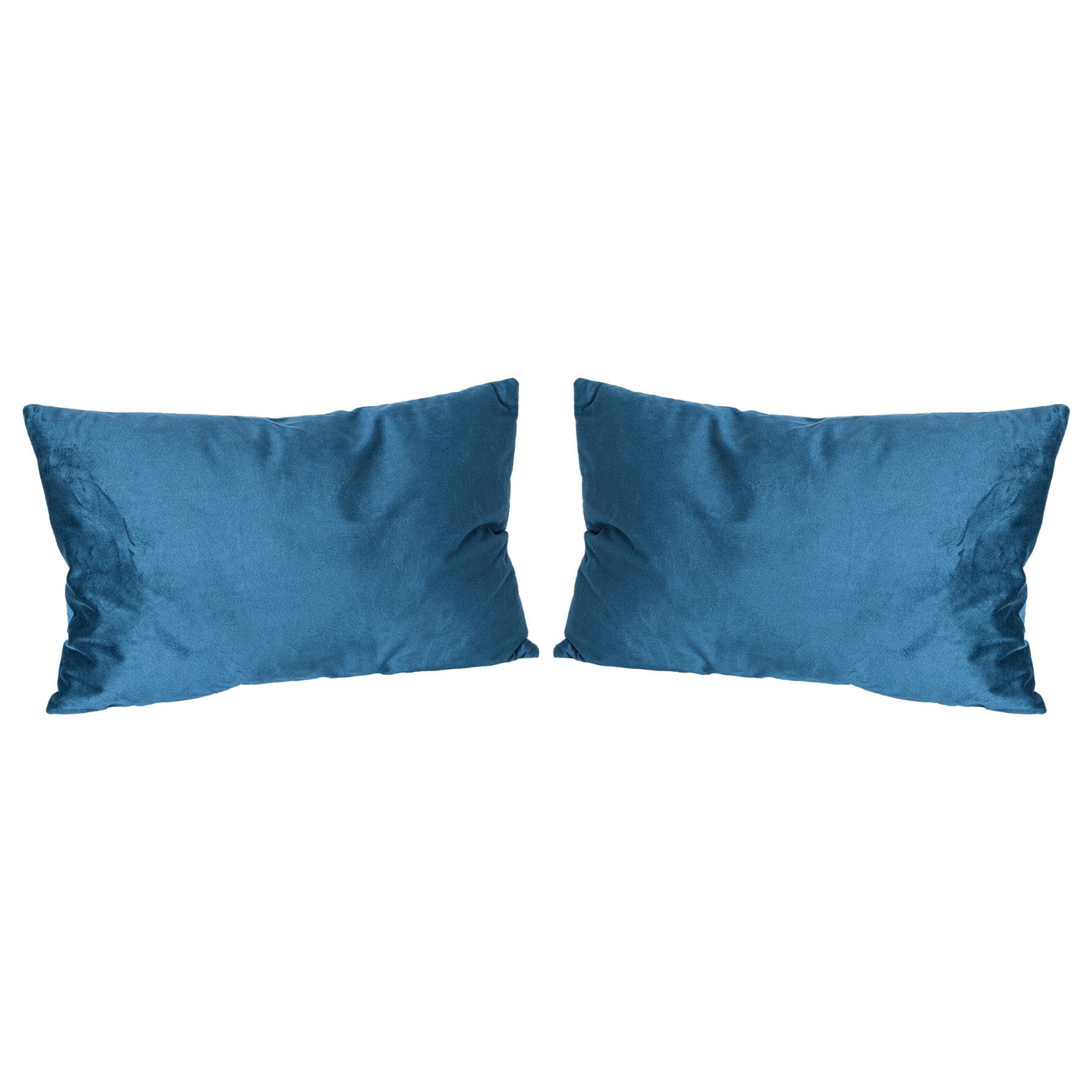 Nicola Spring Rectangle Velvet Pillow - Blue - Pack of 2-60cm x 40cm - Soft Filled Decorative Throw Pillow Scatter Cushion with Pillowcase Cover & Inserts for Bed, Sofa Chairs