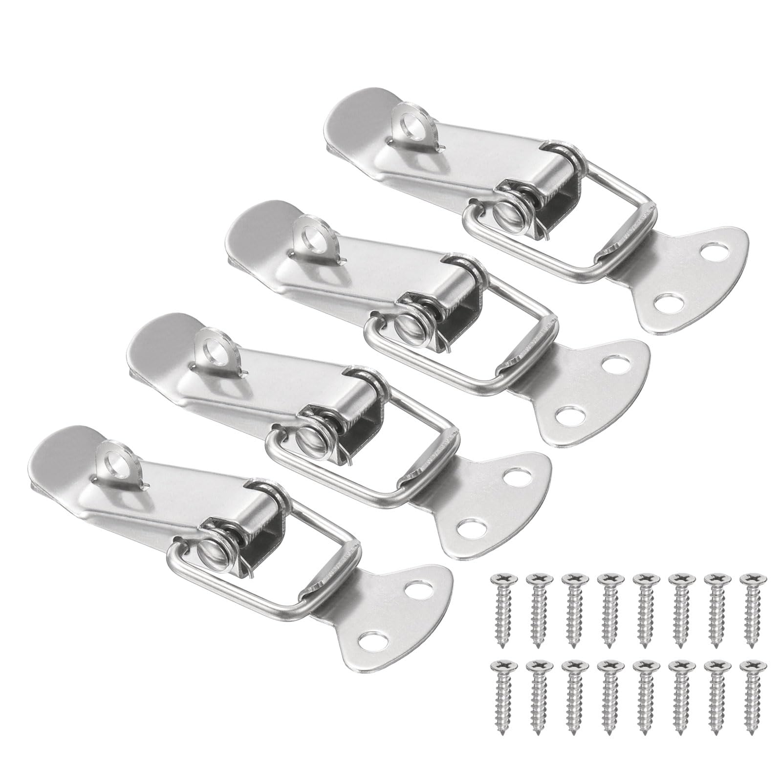 PATIKIL 4 Pcs Stainless Steel Spring Loaded Toggle Latch, 58mm/2.3" Tool Box Catch Hasp Clamp Lock with Mounting Hole and Screws for Cabinet Door Barn Wooden Case Chest