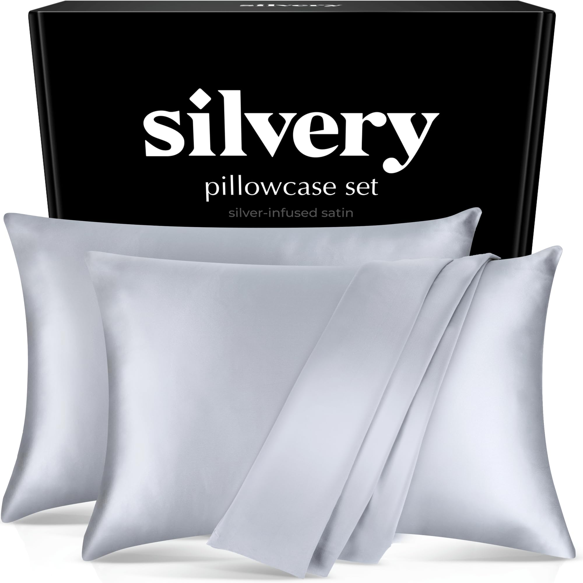 Silvery Satin Pillowcases Set